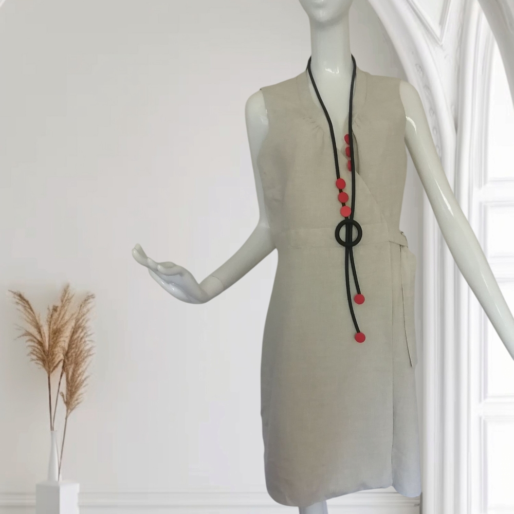 Cream Tan V-Neck Sleeveless Sheath Mini Dress